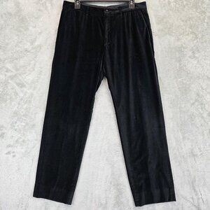 Armani Exchange Pants Mens 32 Black Cotton Velveteen Dress Trousers Flat Front